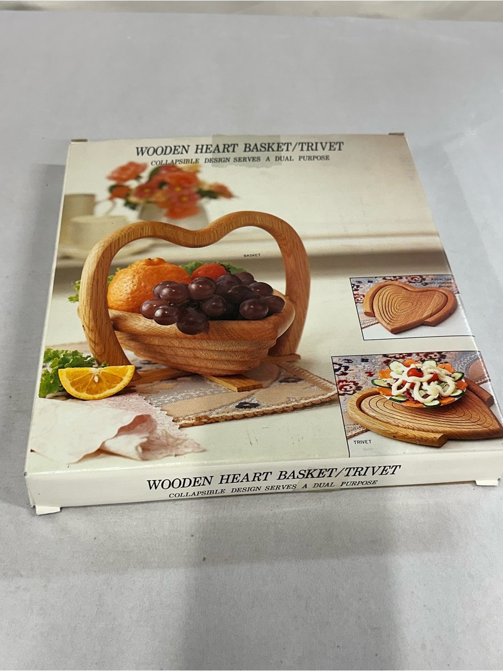 Wooden Heart Basket/Trivet